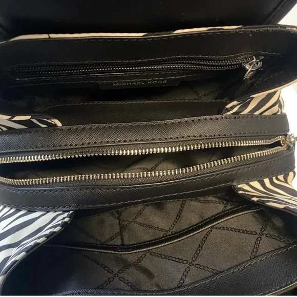 Michael Kors Raven Medium Black and White Zebra print Backpack display picture 2